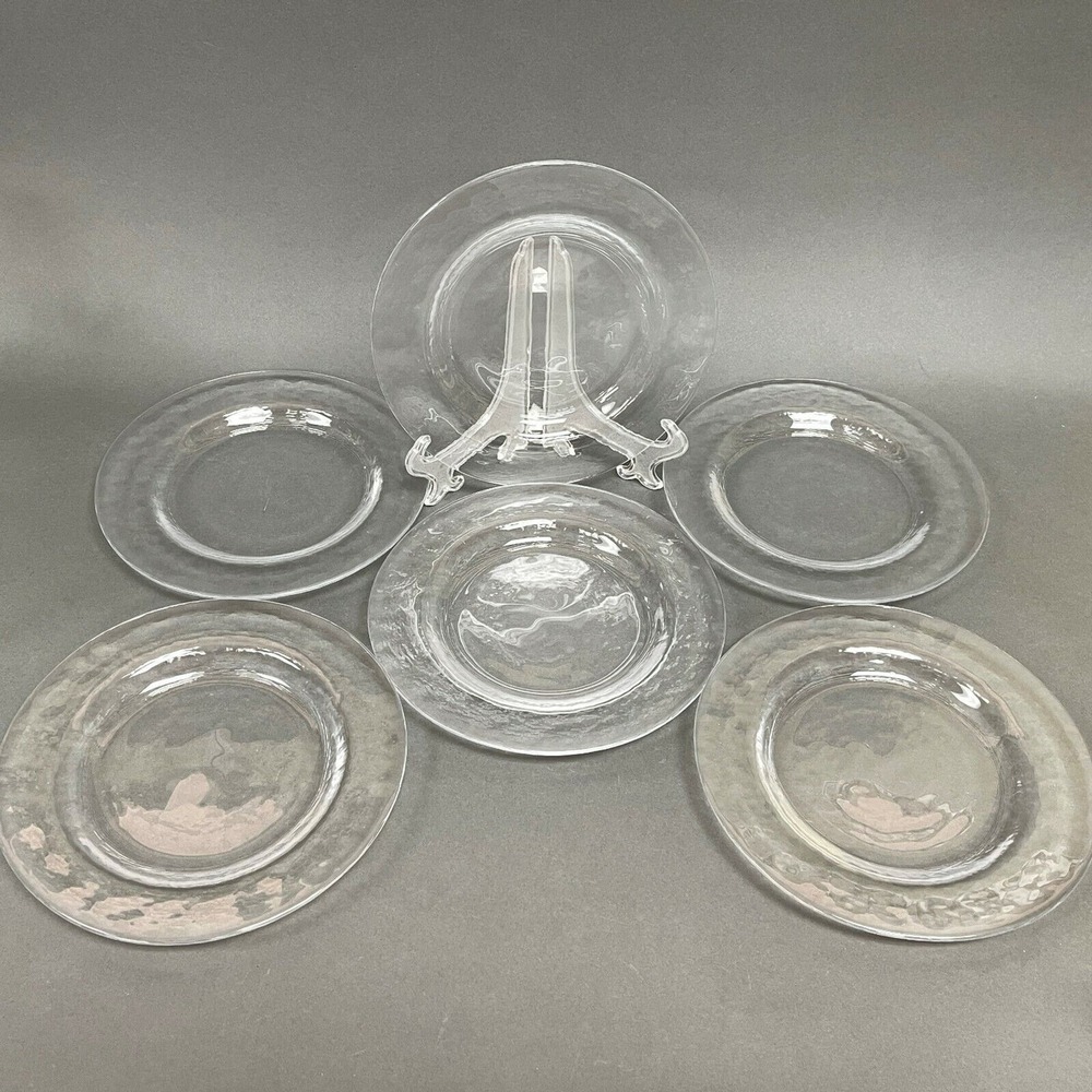 Salad Plates Clear Glass 8 3/8" Lot of 6